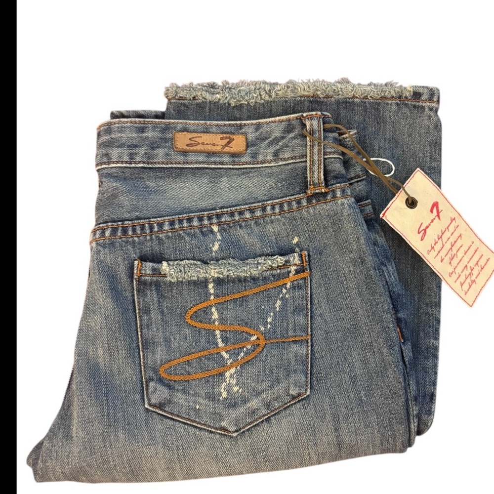 Seven7 distressed paint splattered look jeans 29 rare
